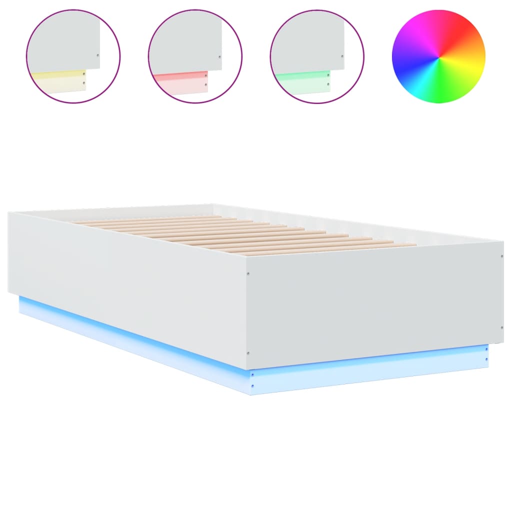 Giroletto con Luci LED Bianco 75x190 cm in Legno Multistrato | homemem39