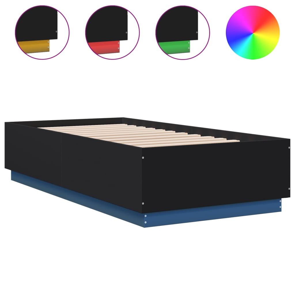 Giroletto con Luci LED Nero 75x190 cm in Legno Multistrato | homemem39