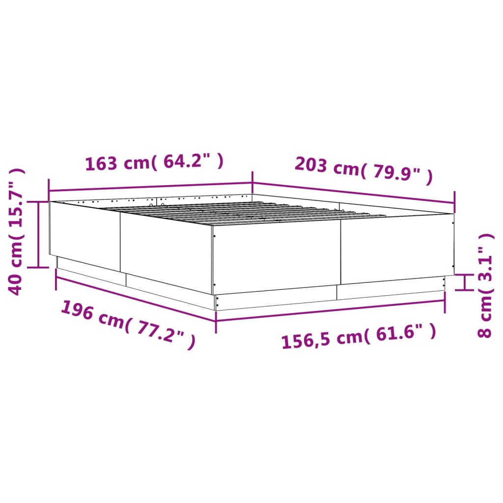Giroletto Grigio Sonoma 160x200 cm in Legno Multistrato | homemem39