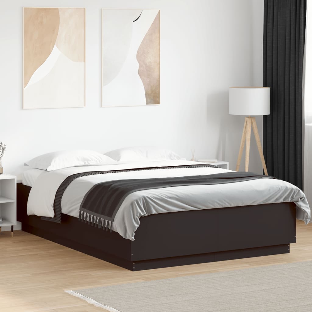 Black bed frame 150x200 cm in plywood