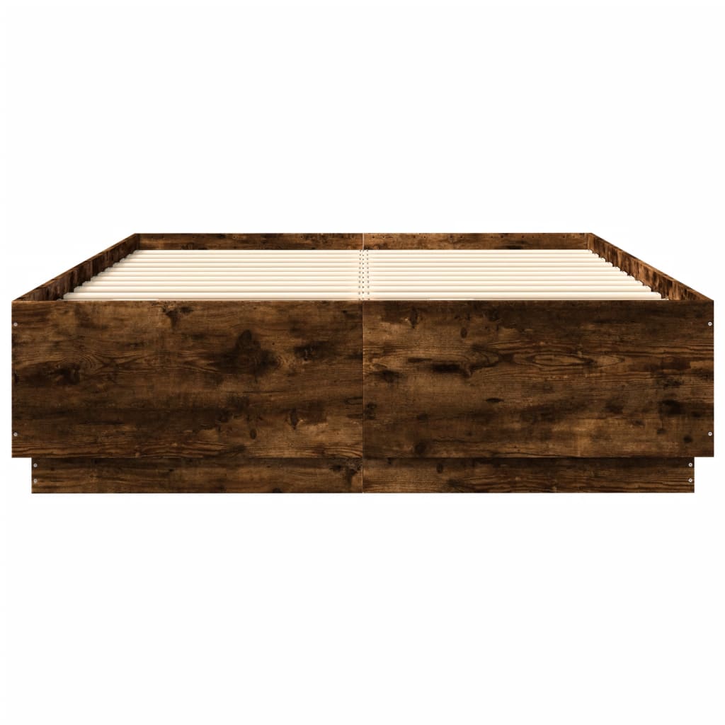 Smoked Oak bed frame 140x200 cm in plywood