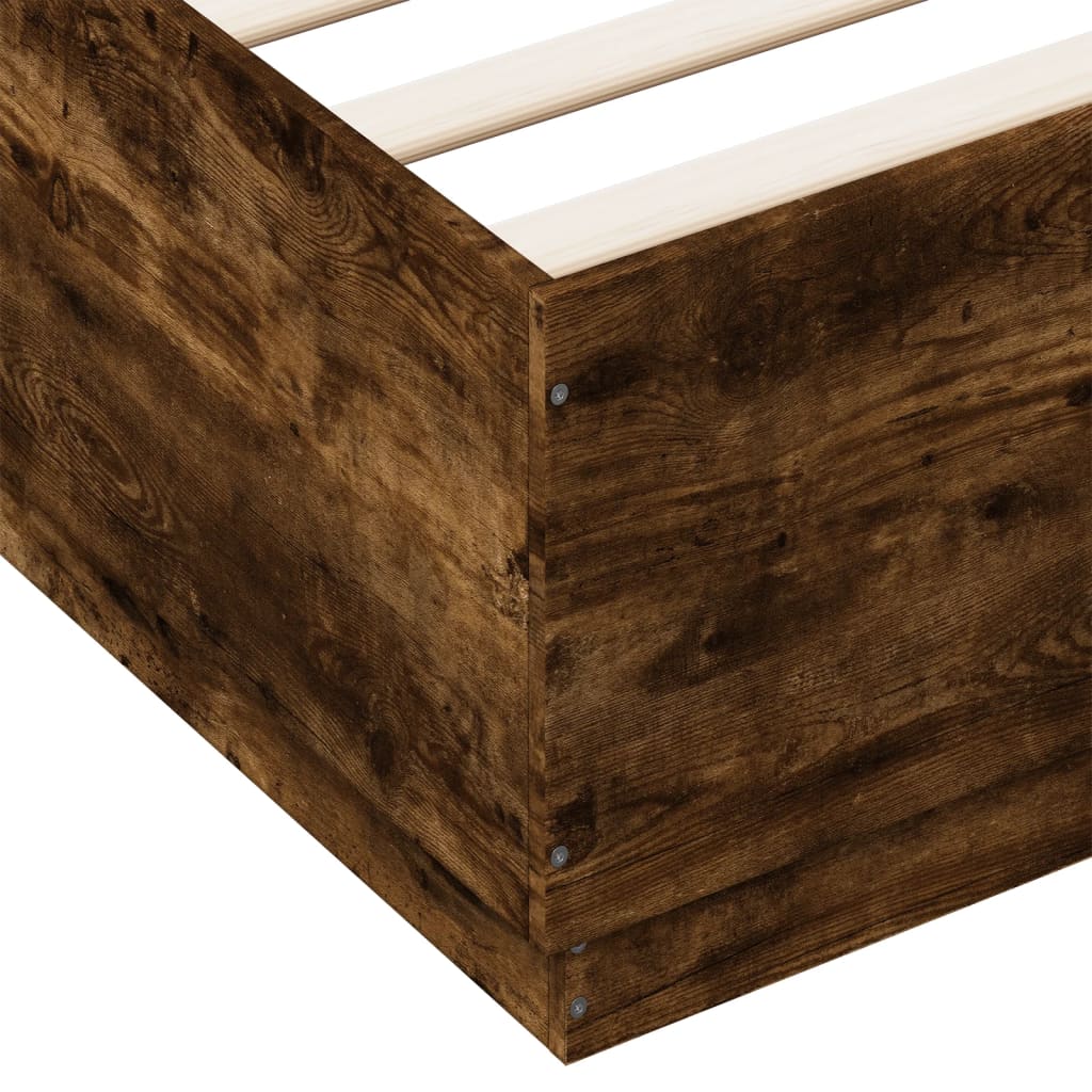 Smoked Oak bed frame 140x200 cm in plywood