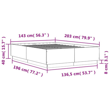 Smoked Oak bed frame 140x200 cm in plywood