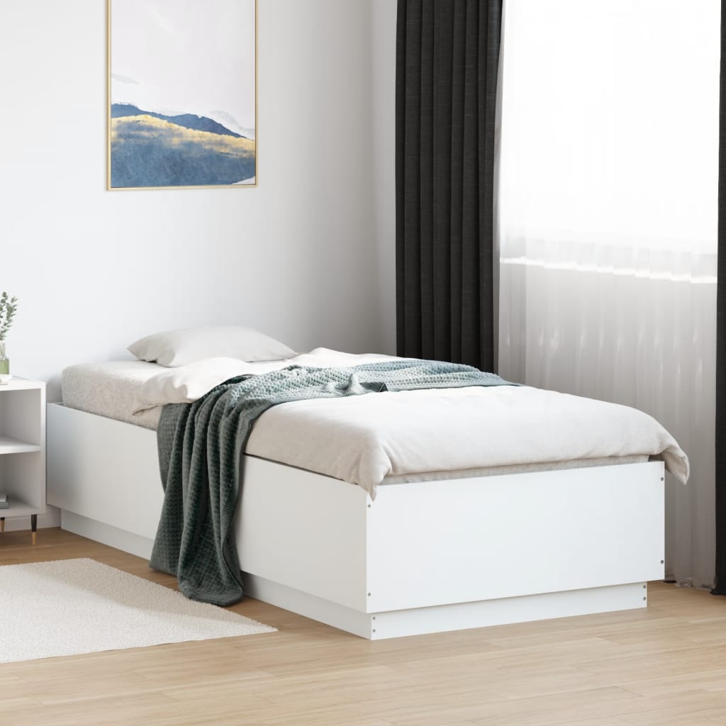 White bed frame 100x200 cm in Solid Wood