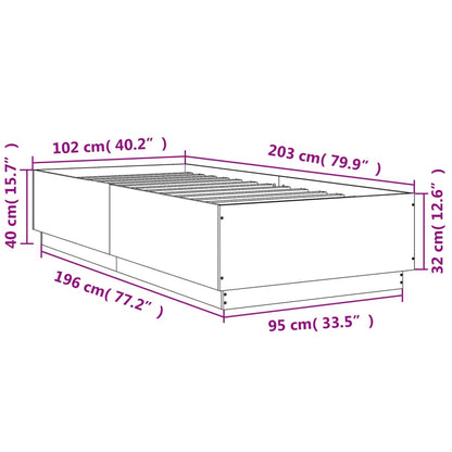 White bed frame 100x200 cm in Solid Wood