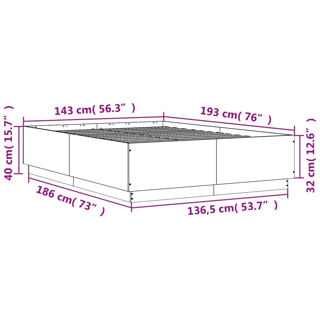 Black bed frame 140x190 cm in plywood