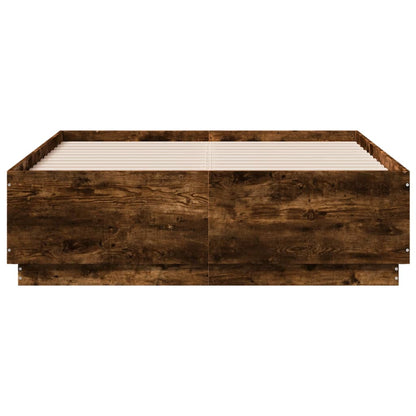 Smoked Oak bed frame 135x190 cm in plywood