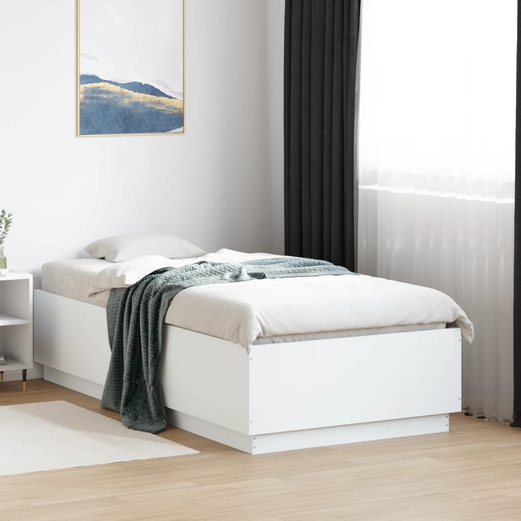 White bed frame 90x190 cm in multilayer wood