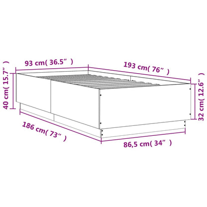 White bed frame 90x190 cm in multilayer wood