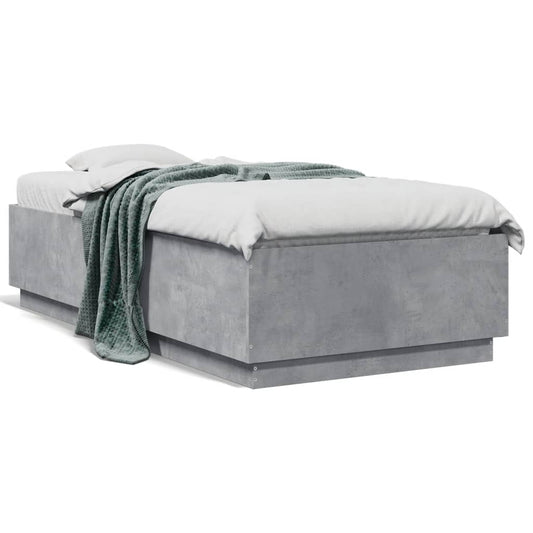 Cement Gray Bed Frame 75x190 cm in Multilayer Wood