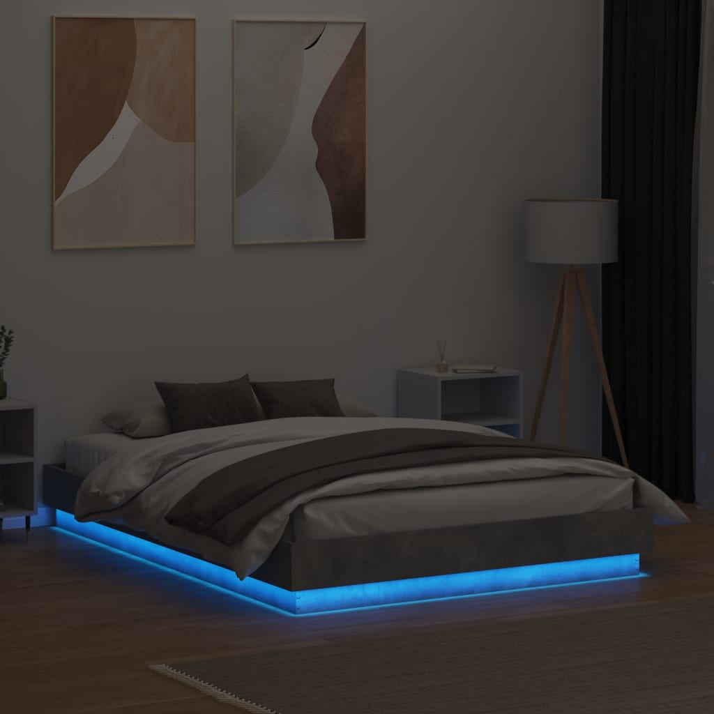 Giroletto con Luci LED Grigio Cemento 135x190 cm