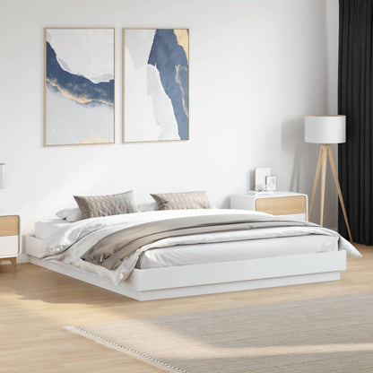 White bed frame 200x200 cm in multilayer wood