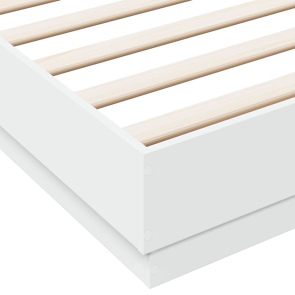 White bed frame 200x200 cm in multilayer wood