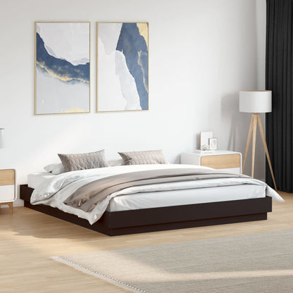 Black bed frame 200x200 cm in multilayer wood