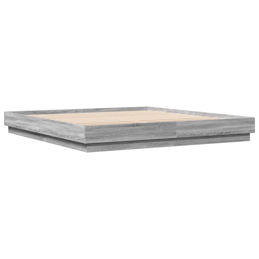 Sonoma Gray Bed Frame 180x200 cm in Multilayer Wood