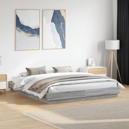 Sonoma Gray Bed Frame 180x200 cm in Multilayer Wood