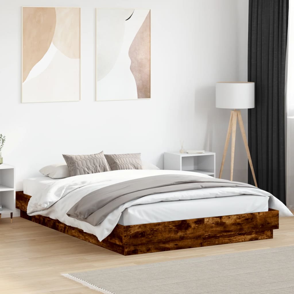 Smoked Oak bed frame 160x200 cm in plywood