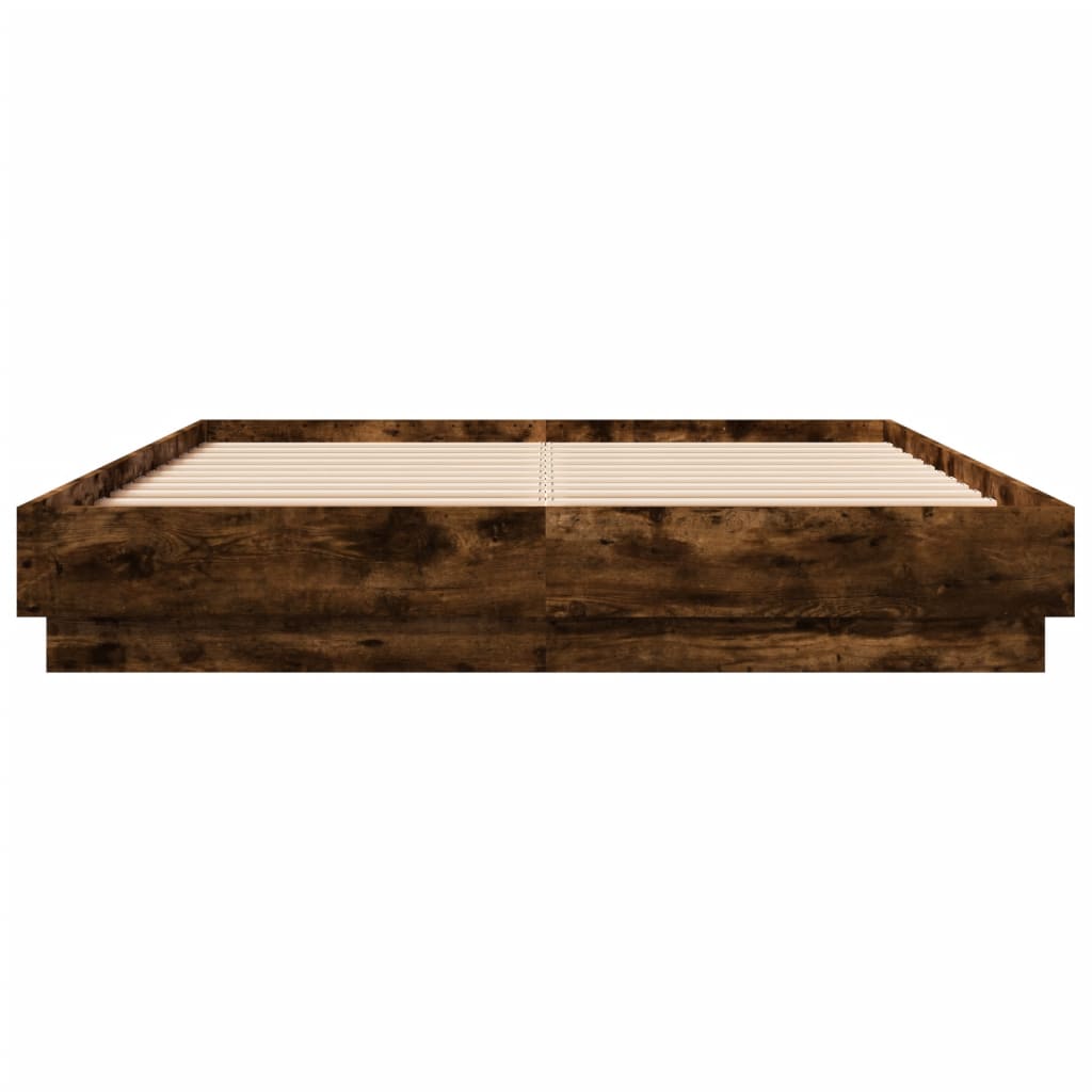 Smoked Oak bed frame 160x200 cm in plywood