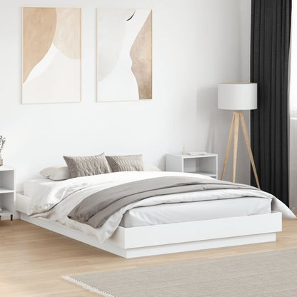 White bed frame 150x200 cm in multilayer wood