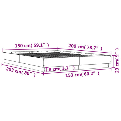 White bed frame 150x200 cm in multilayer wood