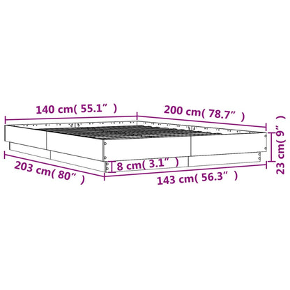 Sonoma Oak bed frame 140x200 cm in plywood