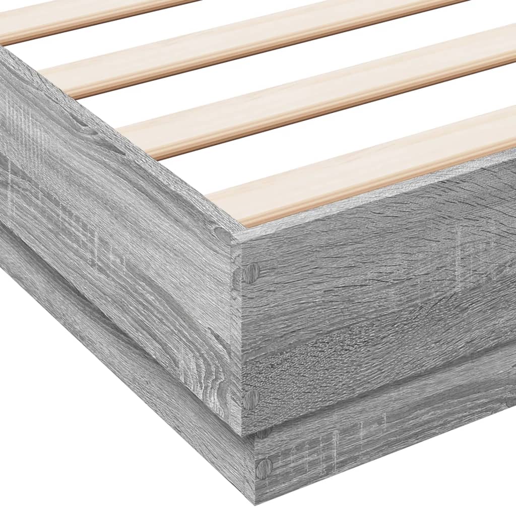 Sonoma Gray Bed Frame 120x200 cm in Multilayer Wood