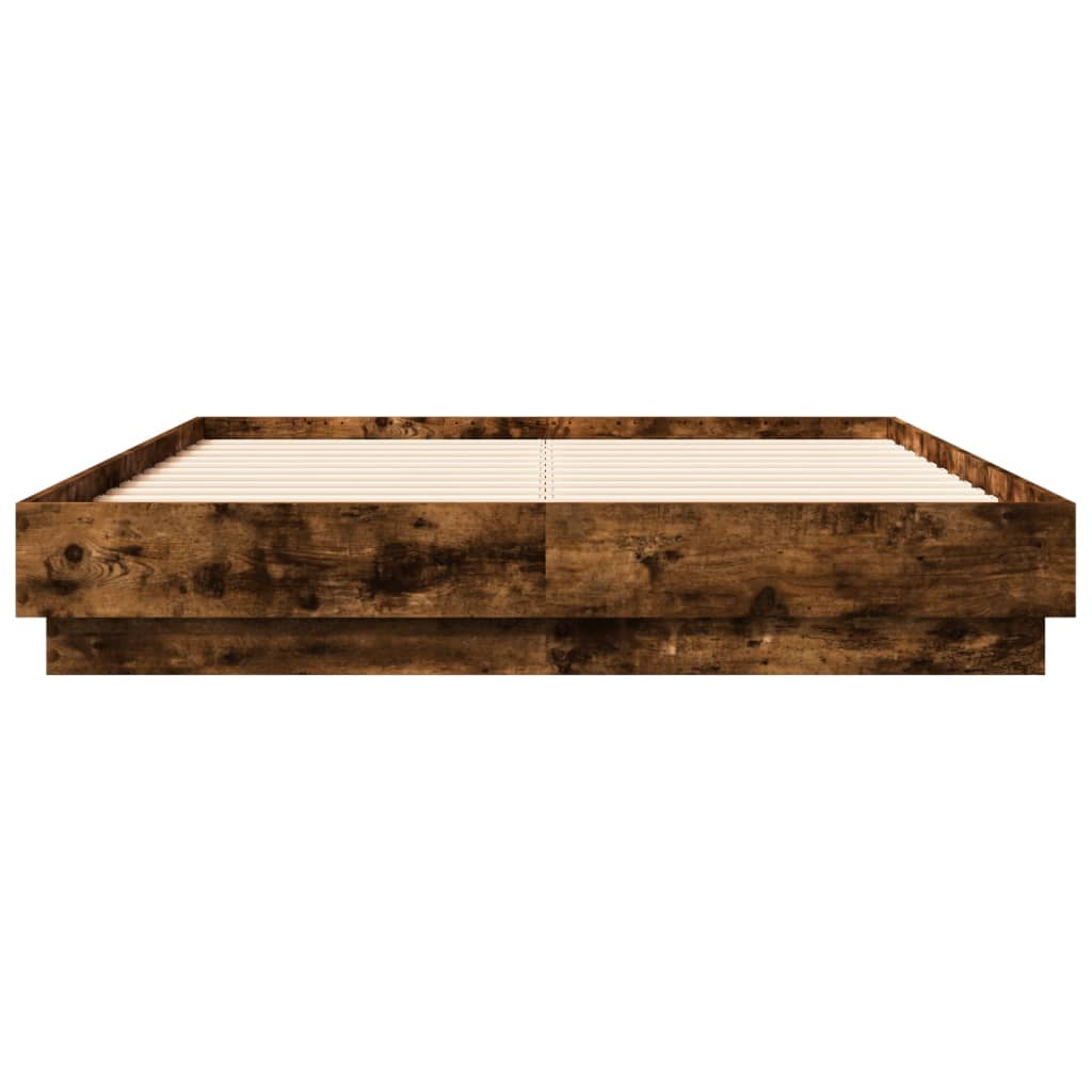 Smoked Oak bed frame 140x190 cm in plywood