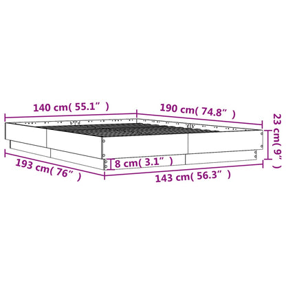 Smoked Oak bed frame 140x190 cm in plywood