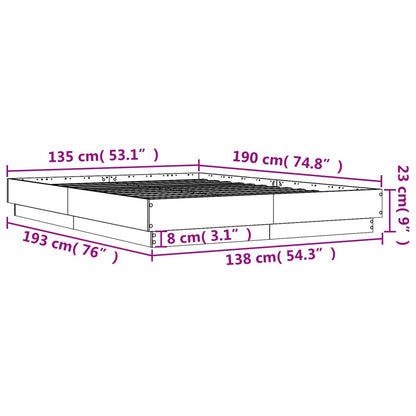 Sonoma Oak bed frame 135x190 cm in plywood