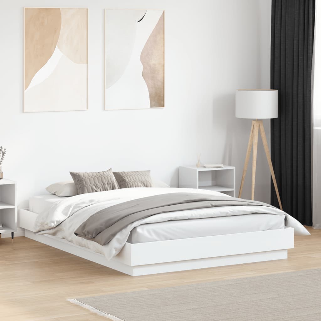 White bed frame 120x190 cm in multilayer wood