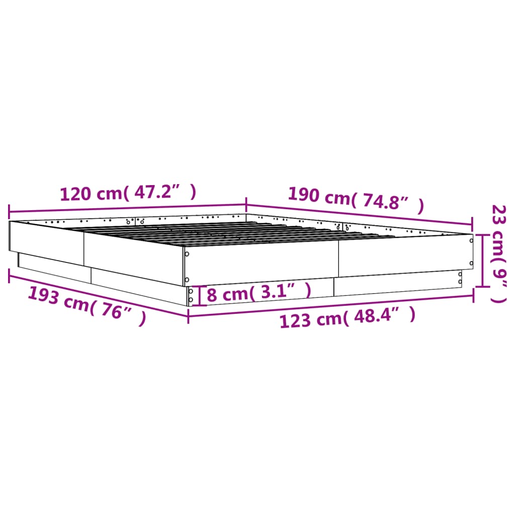 Sonoma Oak bed frame 120x190 cm in plywood