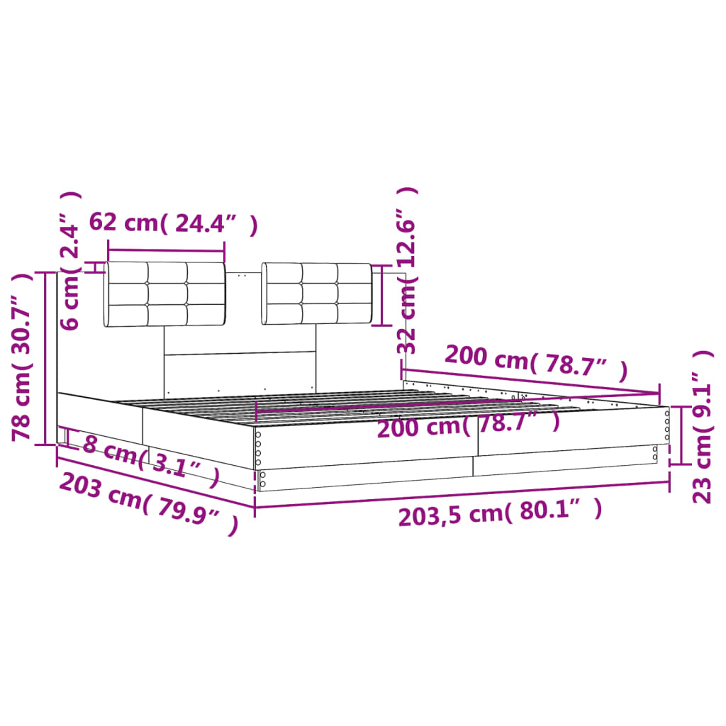 Giroletto Testiera Grigio Cemento 200x200 cm Legno Multistrato