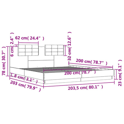 Giroletto Testiera Grigio Sonoma 200x200 cm Legno Multistrato