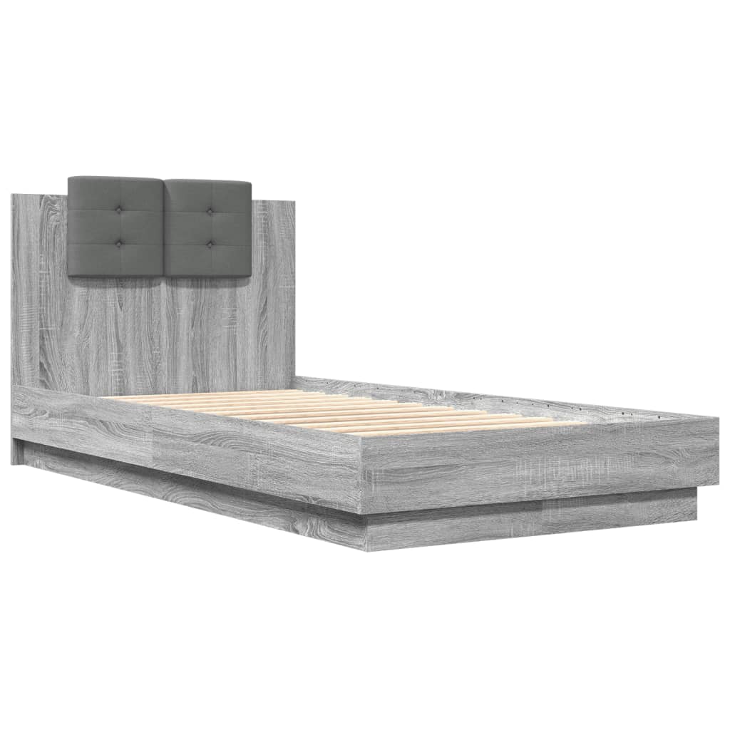 Giroletto con Testiera Grigio Sonoma 90x190cm Legno Multistrato