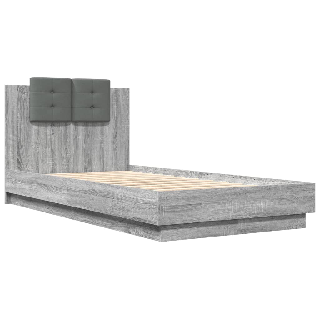 Giroletto con Testiera Grigio Sonoma 75x190cm Legno Multistrato