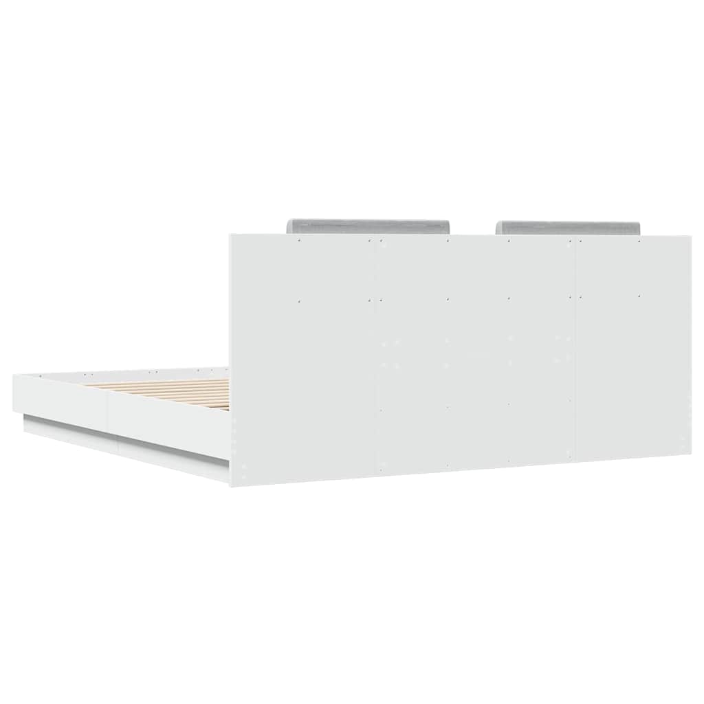 Giroletto con Testiera e LED Bianco 200x200 cm