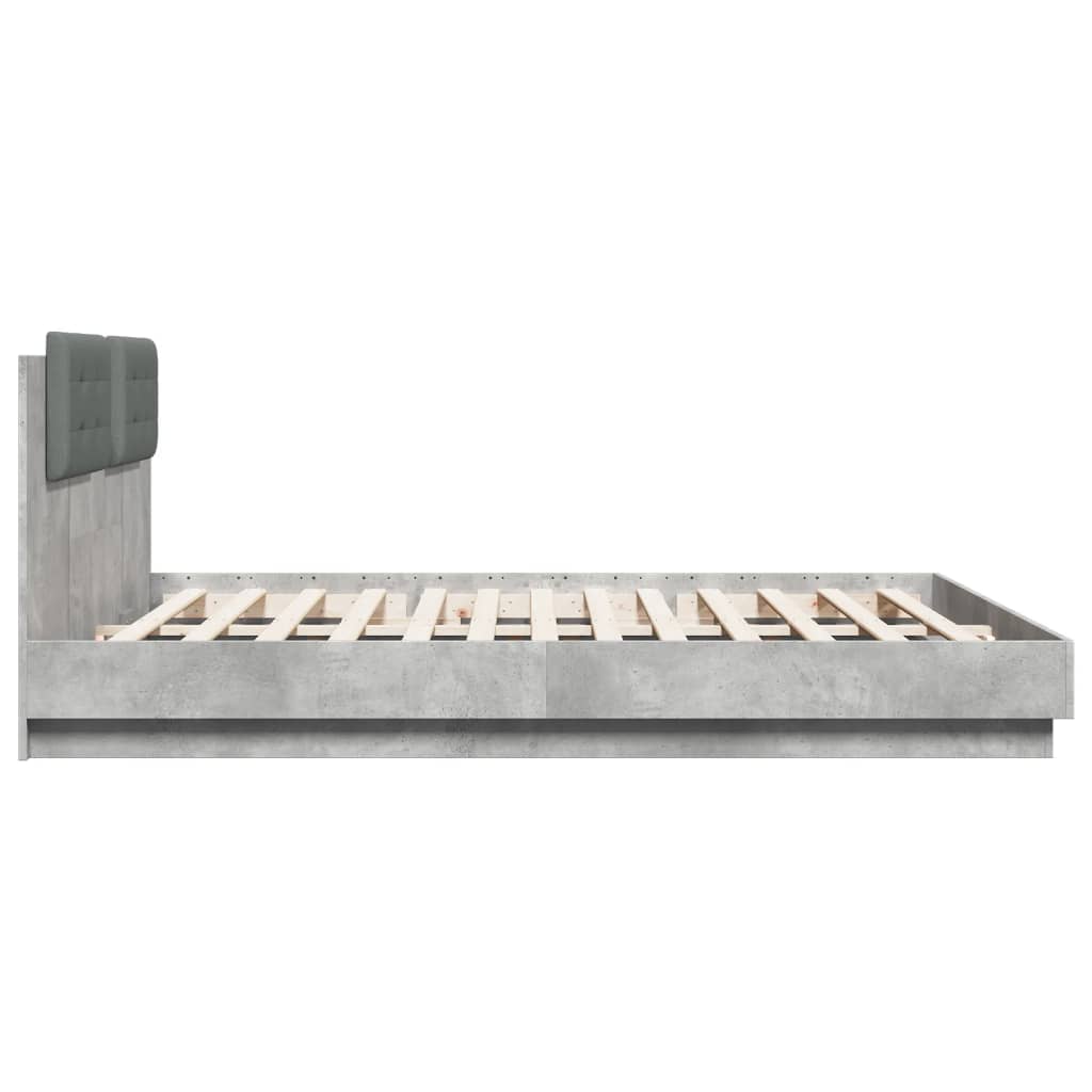 Giroletto con Testiera e LED Grigio Cemento 200x200 cm | homemem39