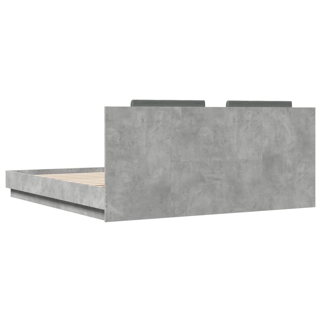 Giroletto con Testiera e LED Grigio Cemento 200x200 cm | homemem39