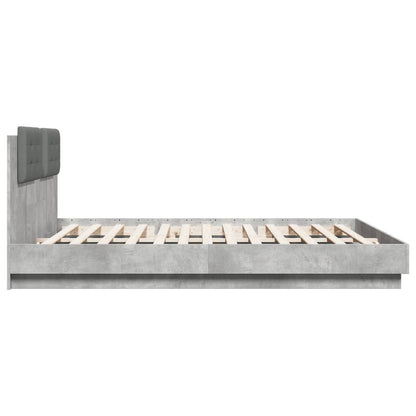 Giroletto con Testiera e LED Grigio Cemento 180x200 cm | homemem39