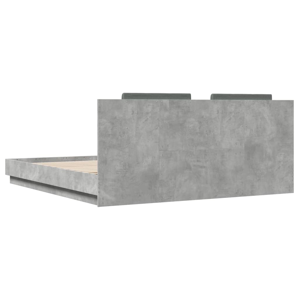 Giroletto con Testiera e LED Grigio Cemento 180x200 cm | homemem39