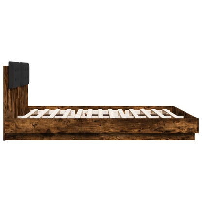 Giroletto con Testiera e LED Rovere Fumo 180x200 cm | homemem39