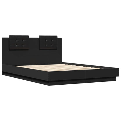 Bed frame with headboard and black LED 140x200 cm