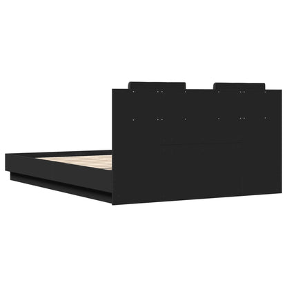 Bed frame with headboard and black LED 140x200 cm