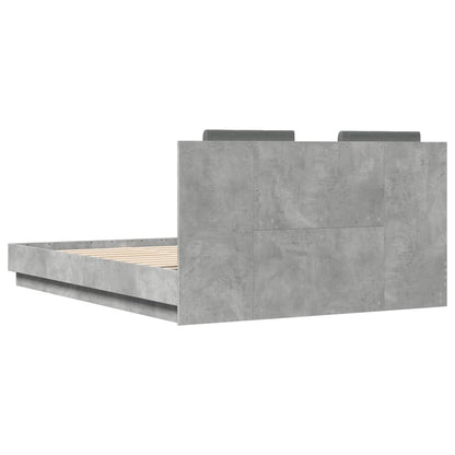 Cement Gray Bed Frame with Headboard and LED 140x200 cm