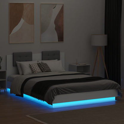 Bed frame with headboard and white LED 120x200 cm