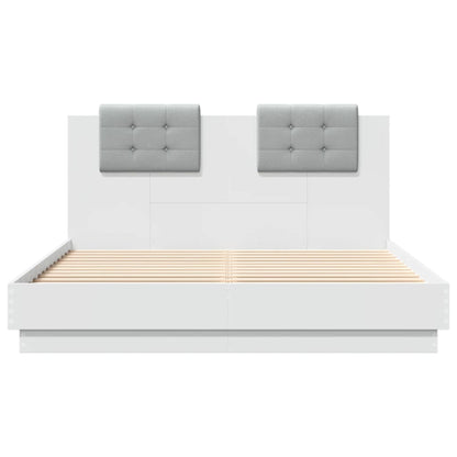 Bed frame with headboard and white LED 120x200 cm