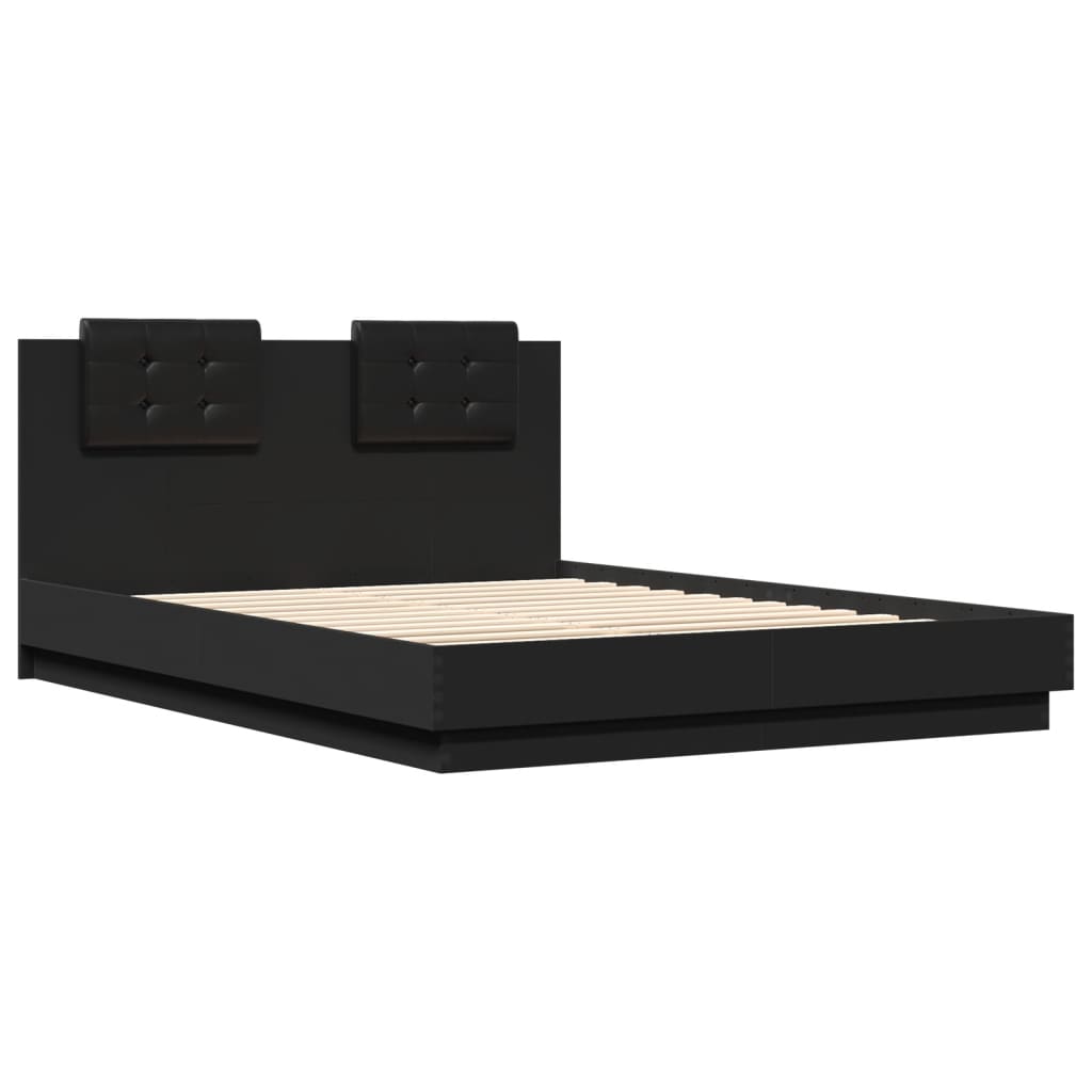 Bed frame with headboard and black LED 120x200 cm