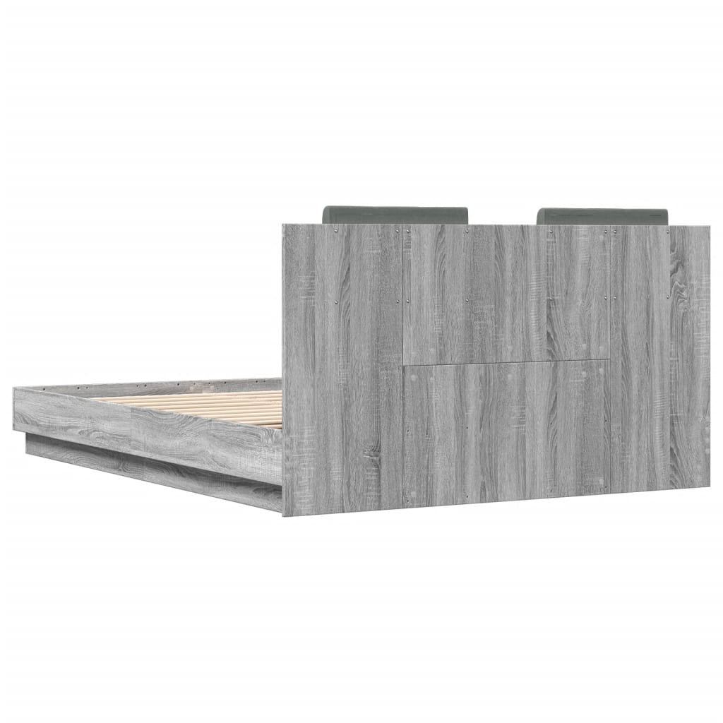 Bed frame with headboard and LED Sonoma Gray 120x200 cm