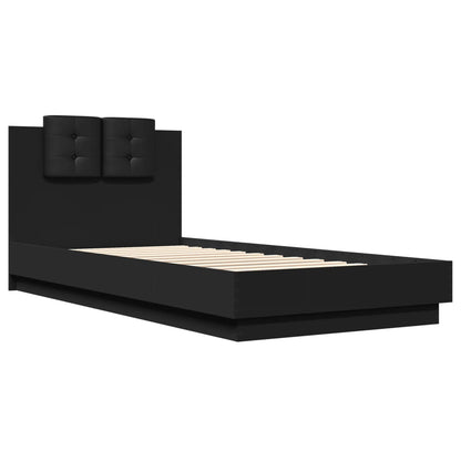 Bed frame with headboard and black LED 100x200 cm