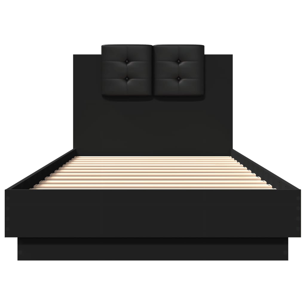 Bed frame with headboard and black LED 100x200 cm